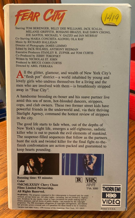 Fear City *EX - RENTAL* CUT BOX (VHS) - VHS