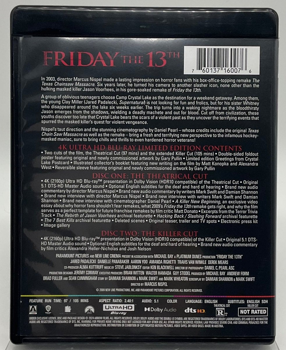 Friday the 13th (2009, 4K UHD, Limited Edition) w/SLIP USED