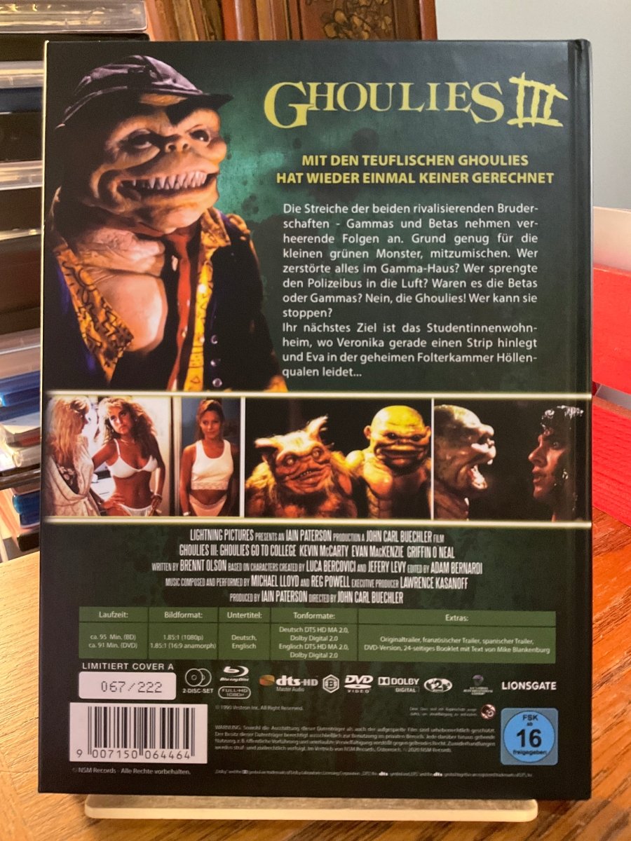 Ghoulies 3 - Ghoulies Go to College (REGION B) MEDIABOOK - Cover A USED