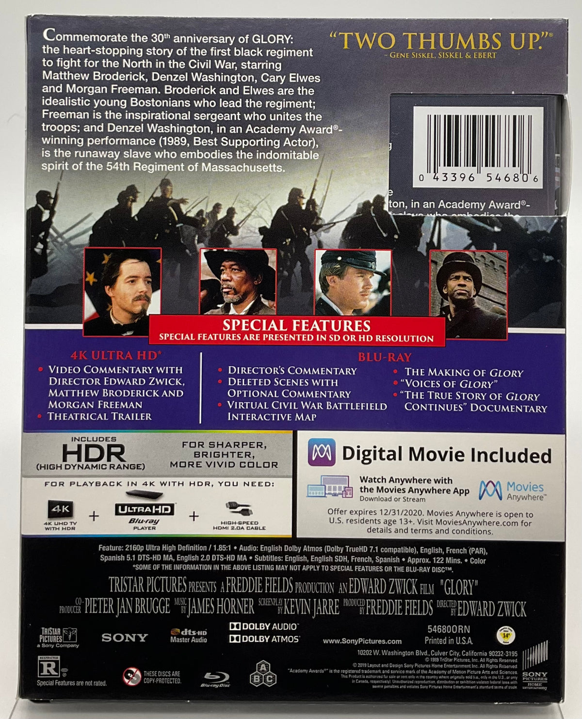 Glory (30th Anniversary 4K UHD+BluRay) w/ SLIP USED