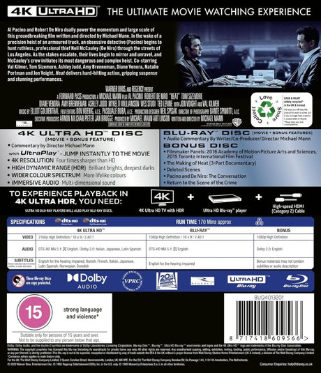 Heat (4K UHD, Region Free/B) w/SLIP - New 4K UHD