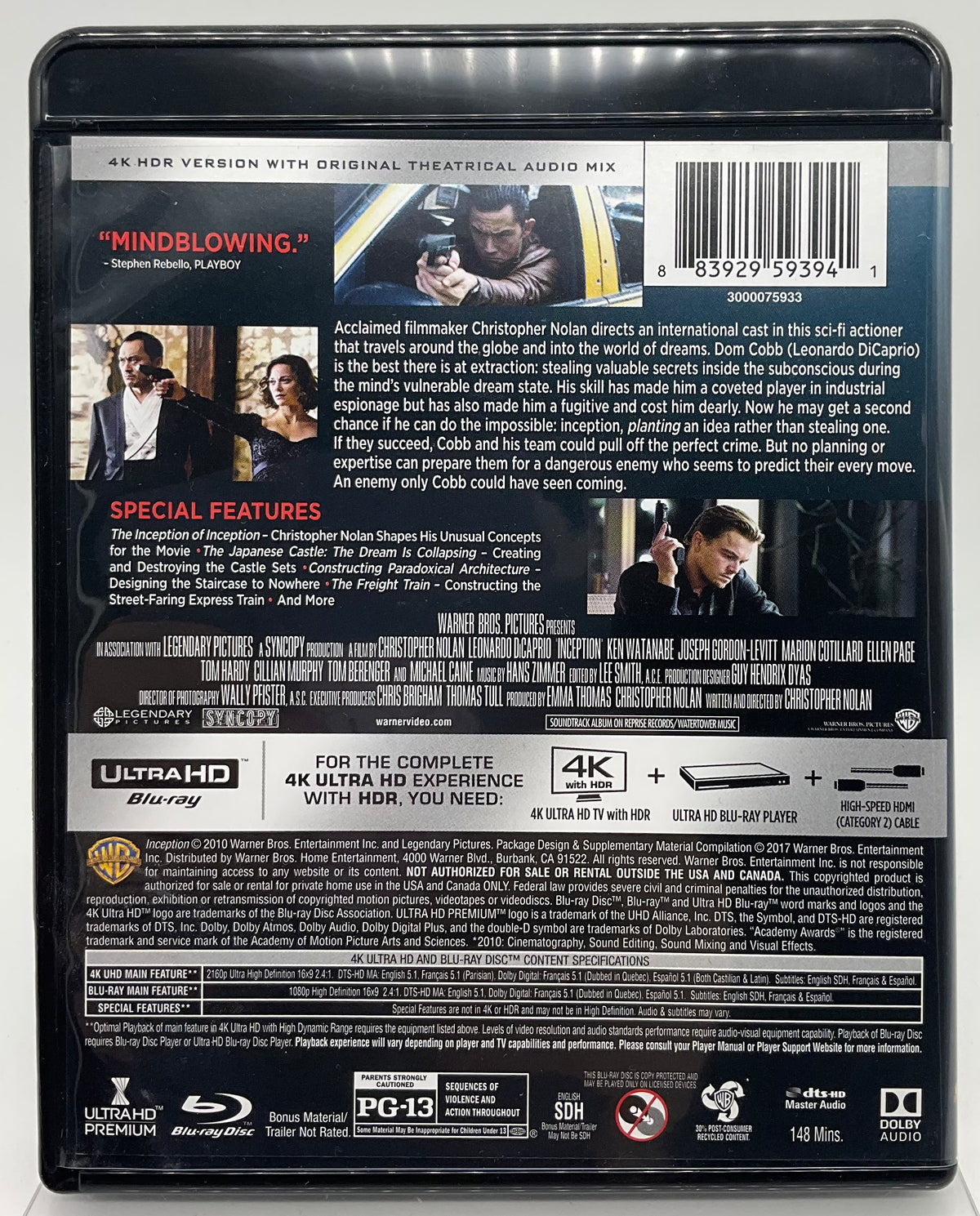 Inception (4K UHD) w/SLIP USED