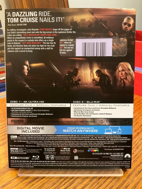Jack Reacher 4K UHD w/SLIP USED