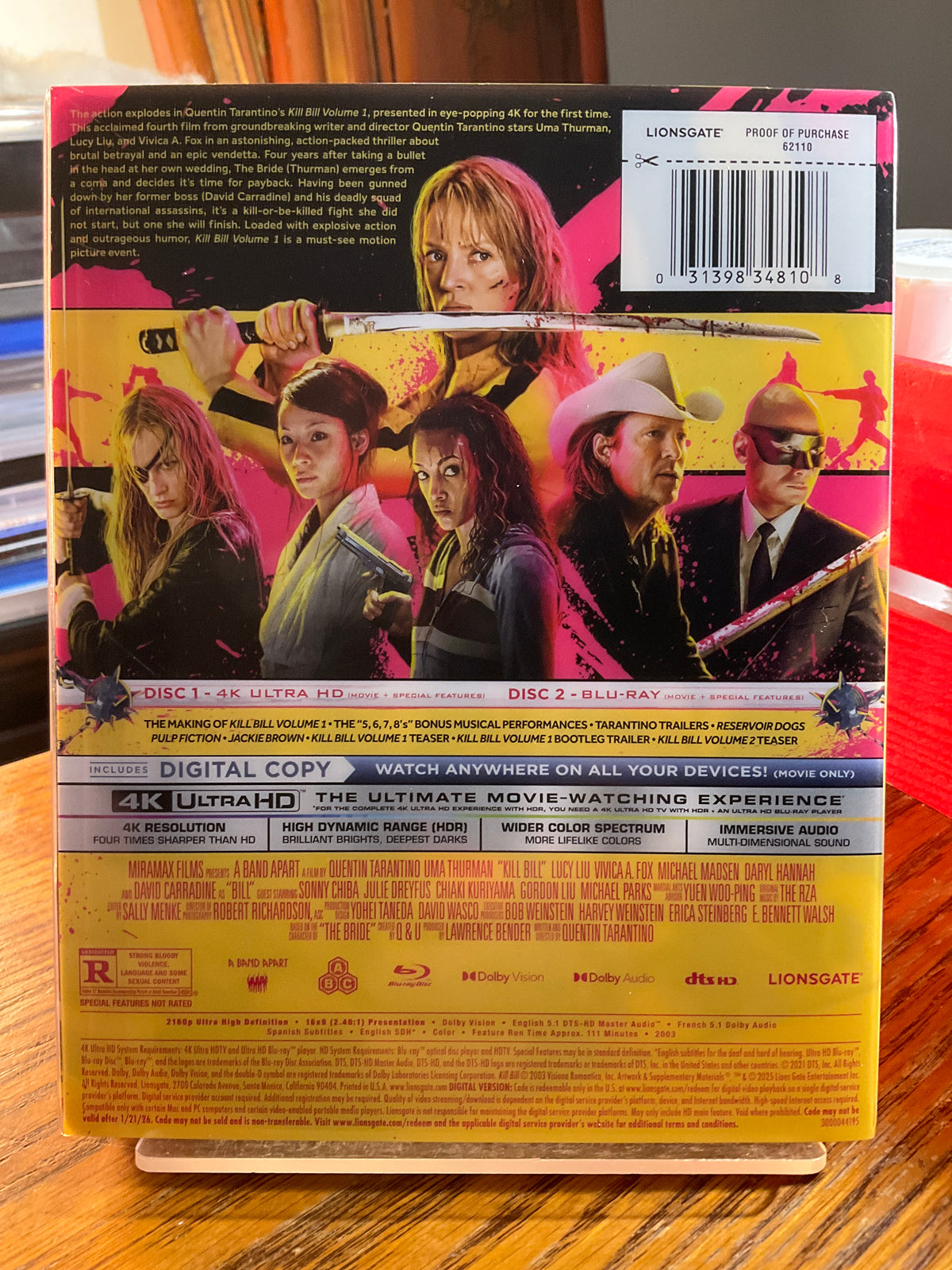 Kill Bill Vol. 1 (4k UHD) STEELBOOK w/SLIP USED