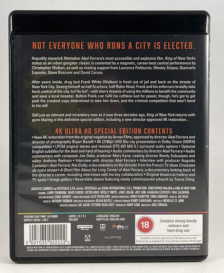 King of New York (4K UHD, Region Free) w/SLIP USED