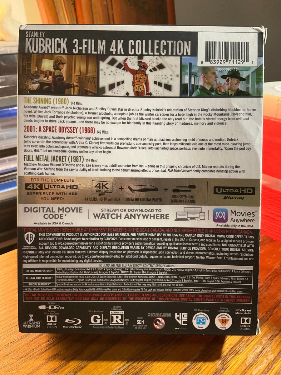 Kubrick 3-Film Collection (4K UHD) USED