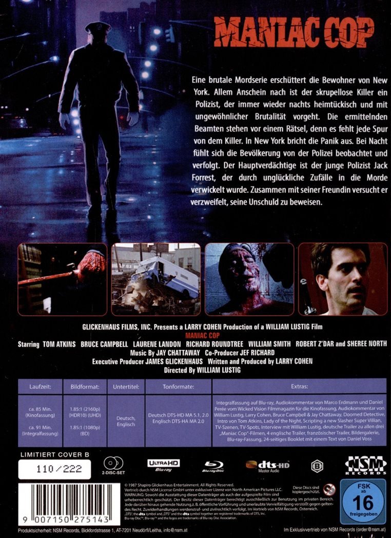 Maniac Cop (4K UHD, Mediabook Cover B, Region Free/Region B) USED