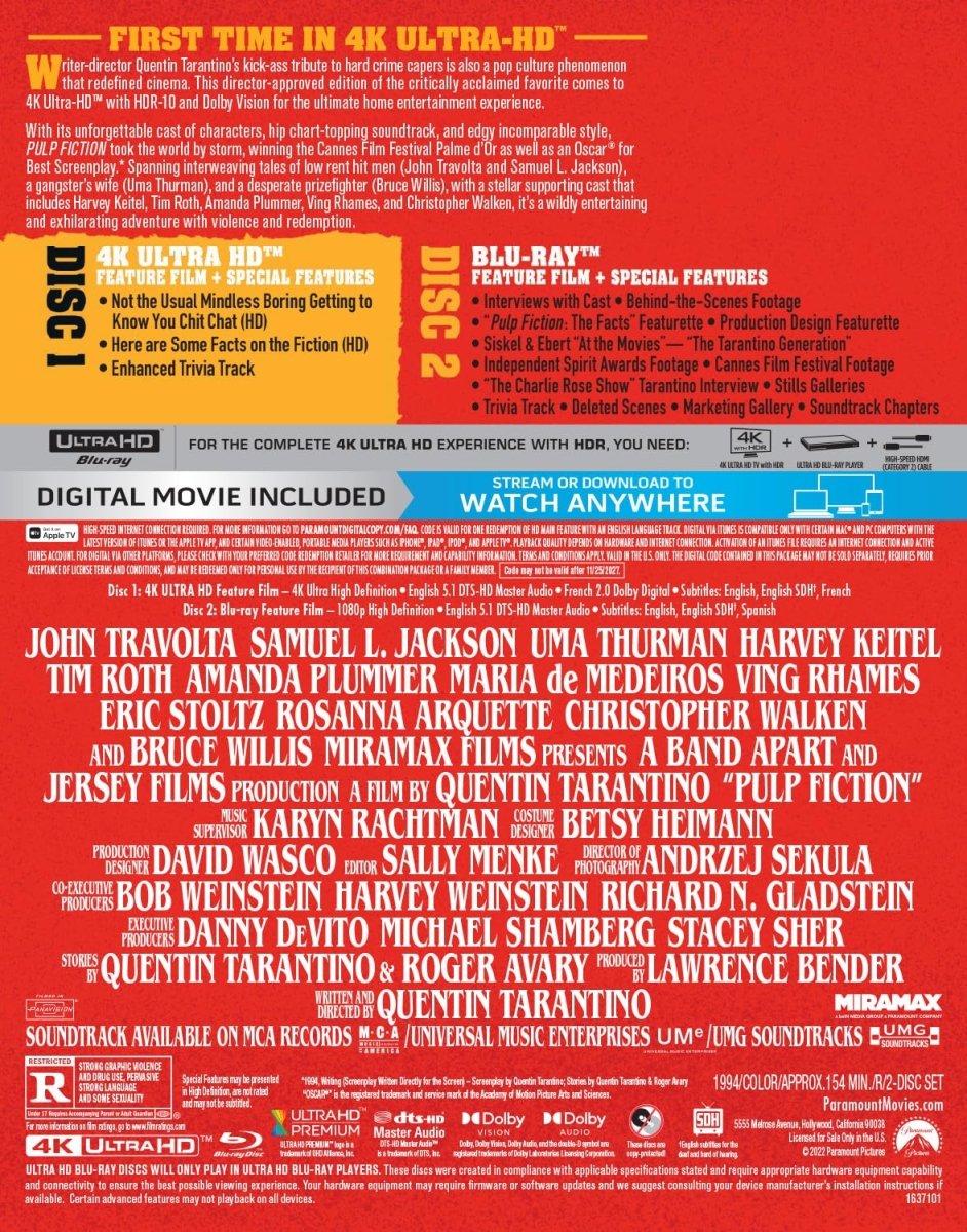 Pulp Fiction (4K UHD, Steelbook) - New 4K UHD