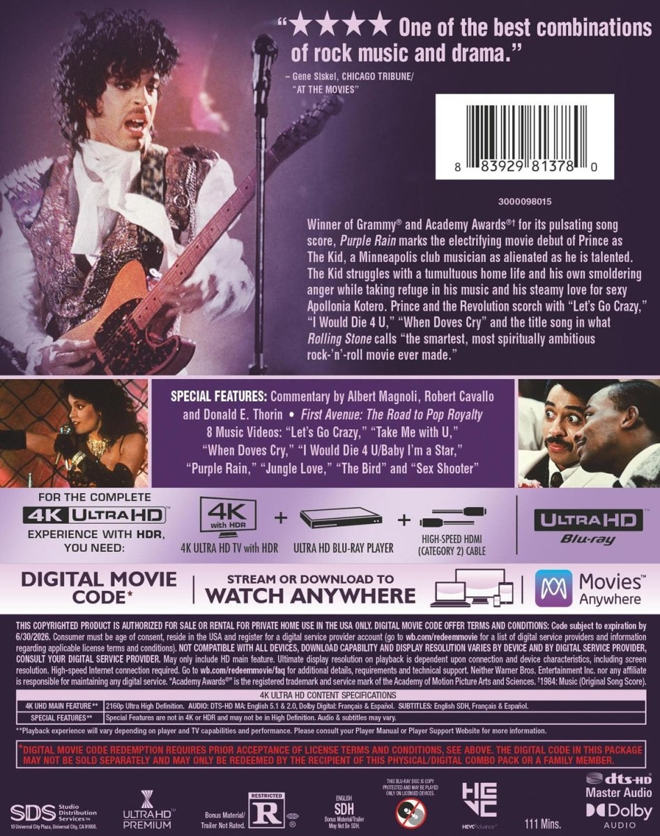 Purple Rain (4K UHD) w/SLIP - New 4K UHD