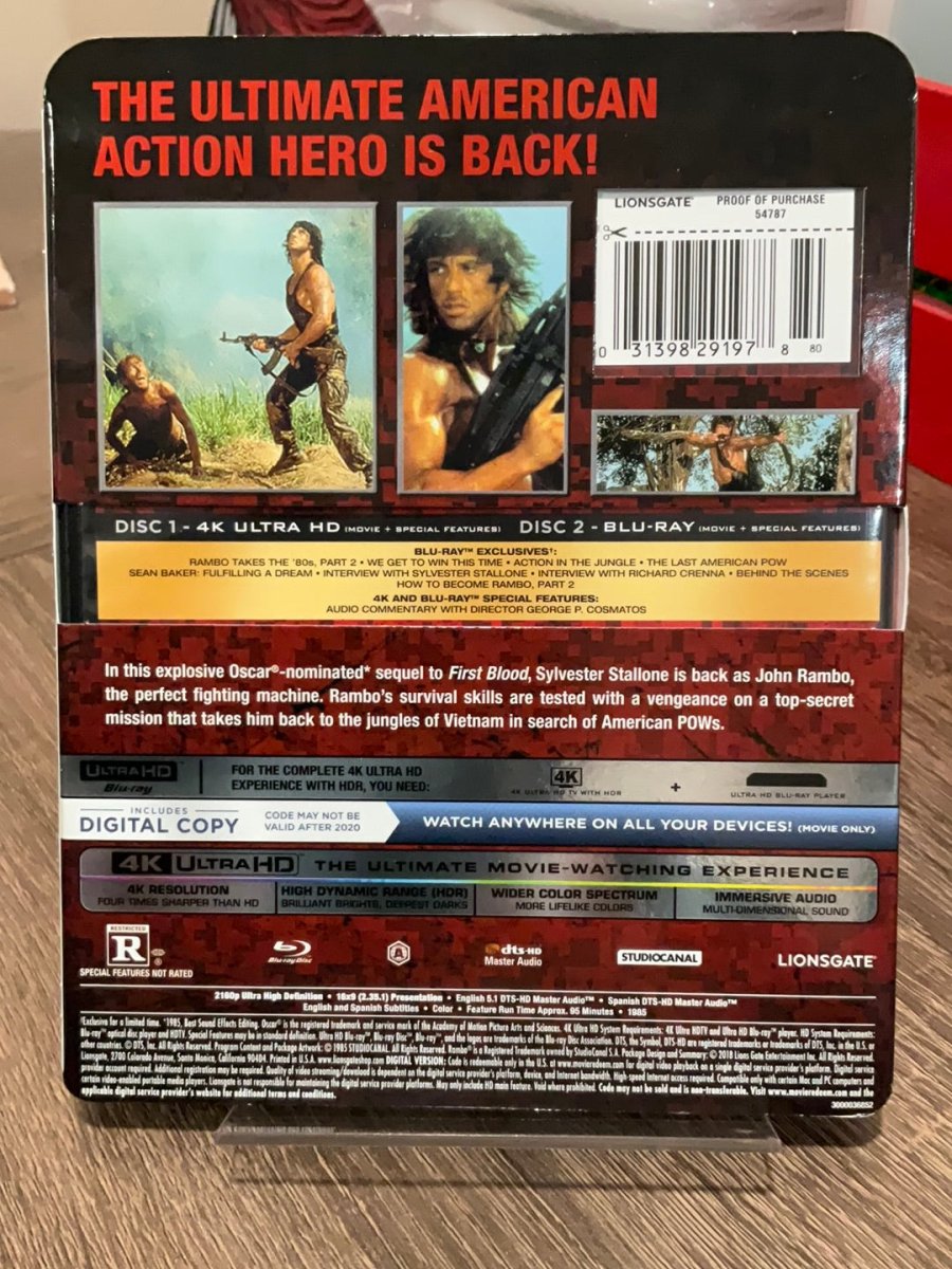 RAMBO: FIRST BLOOD PART II 4K UHD W/SLIP USED