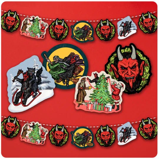 Retro Inspired Krampus & Friends Series 1 Christmas Banner - Posters/Stickers/Art
