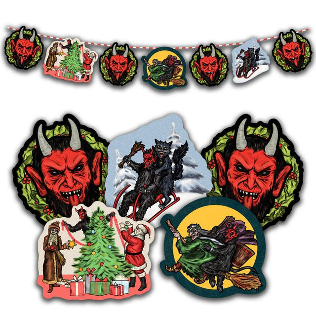 Retro Inspired Krampus & Friends Series 1 Christmas Banner - Posters/Stickers/Art