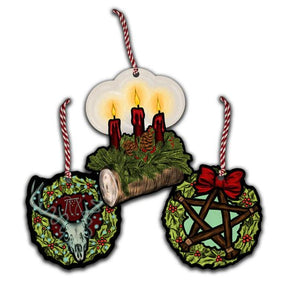Retro Style Yule Holiday Ornaments - Set of 3 - Posters/Stickers/Art