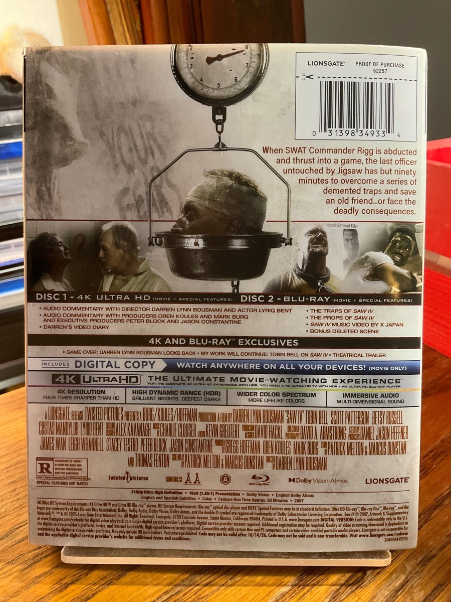 SAW 4 (4k UHD) STEELBOOK w/SLIP USED