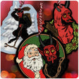 Set of 3 Retro - Style Krampus Christmas Ornaments - Posters/Stickers/Art