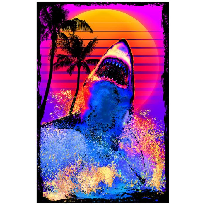 Shark Beach Black Light Poster PICKUP ONLY