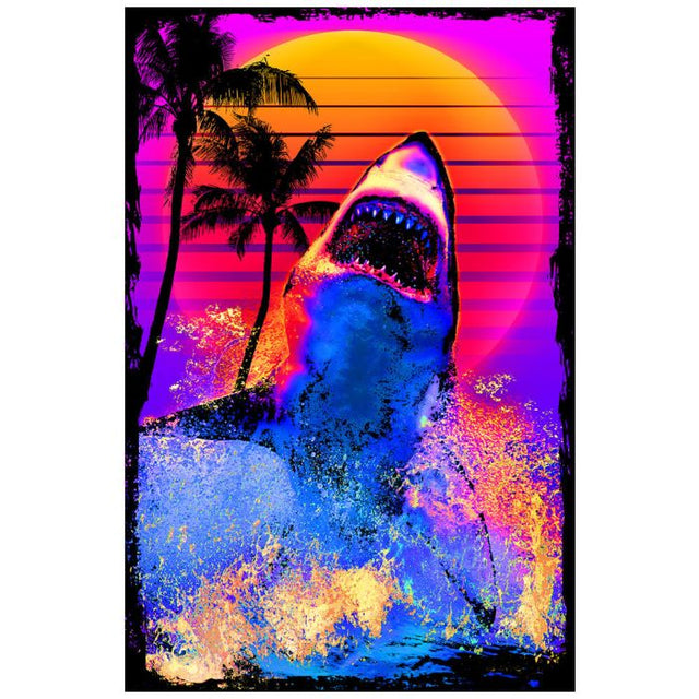 Shark Beach Black Light Poster PICKUP ONLY