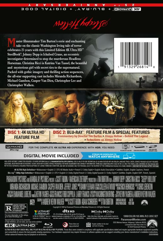 Sleepy Hollow (4K UHD, Limited Edition Steelbook) - New 4K UHD