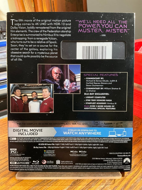 Star Trek V: The Final Frontier (4K UHD) w/SLIP USED - Used 4K UHD