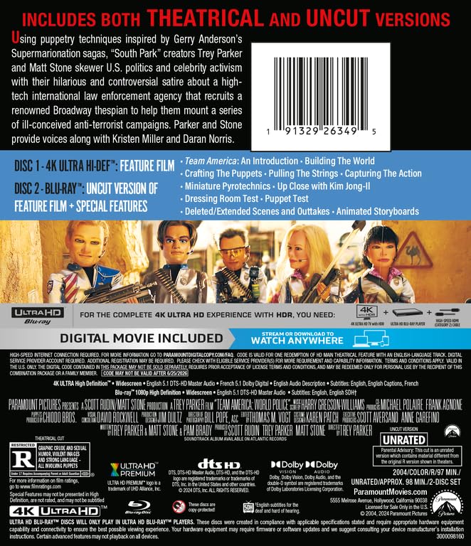 Team America: World Police (4K UHD) w/SLIP - New 4K UHD