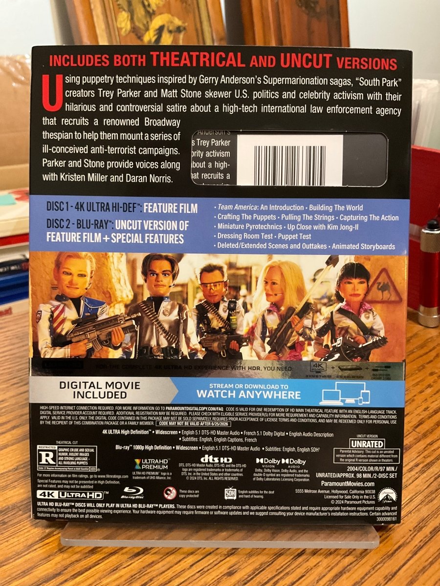 Team America: World Police 4K UHD w/SLIP USED
