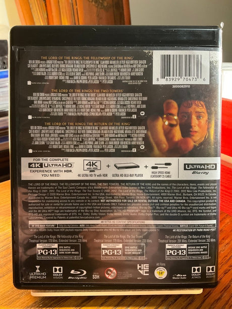 The Lord of the Rings Motion Picture Trilogy 4K UHD (Extended + Theatrical) USED