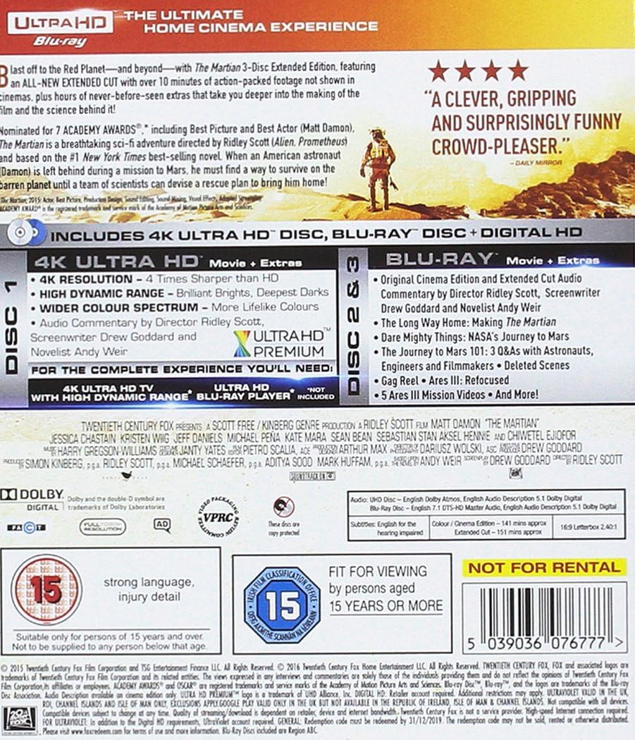 The Martian (4K UHD, Region Free/B)