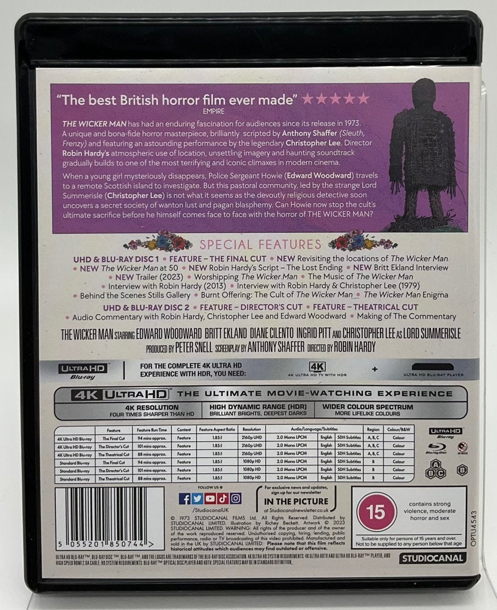 The Wicker Man (4K UHD, Standard Edition, Region Free/B) w/SLIP USED