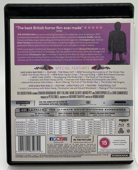 The Wicker Man (4K UHD, Standard Edition, Region Free/B) w/SLIP USED