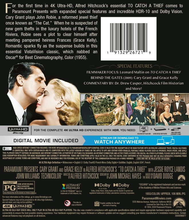 To Catch a Thief (4K UHD, Limited Edition) w/SLIP