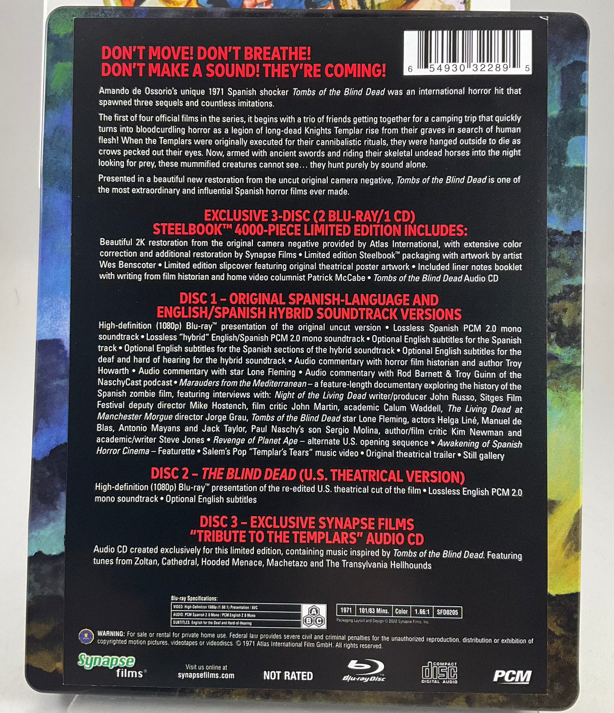Tombs Of The Blind Dead (3 Disc Limited Edition Steelbook + Slipcover) USED