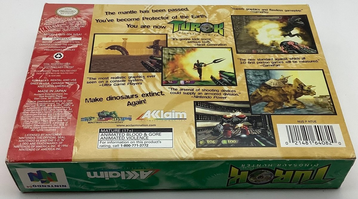 Turok Dinosaur Hunter [NO MANUAL] Nintendo 64 USED - Video Games - Nintendo 64