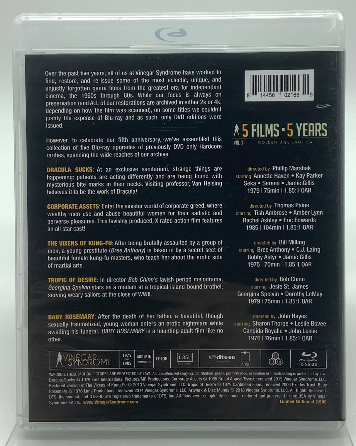 Vinegar Syndrome's 5 Films 5 Years: Volume 3: Golden Age of Erotica USED