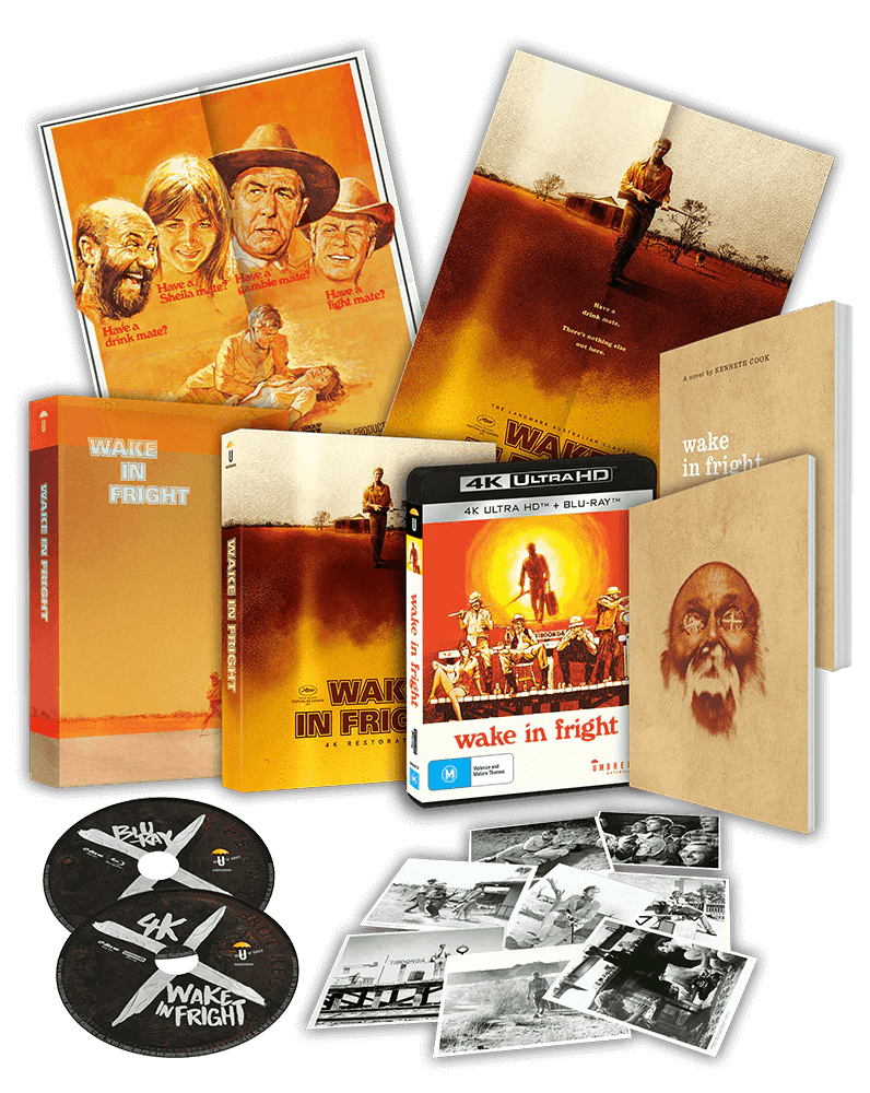 Wake in Fright (4K UHD/Blu-Ray, Collector's Edition w/Book + Rigid Case + Slipcase + Poster + Artcards, Region Free) *see note