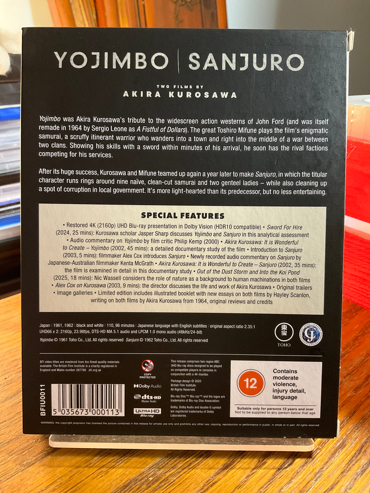Yojimbo / Sanjuro (4K UHD, Limited Edition, Region Free/B) w/SLIPCASE AND BOOKLET USED