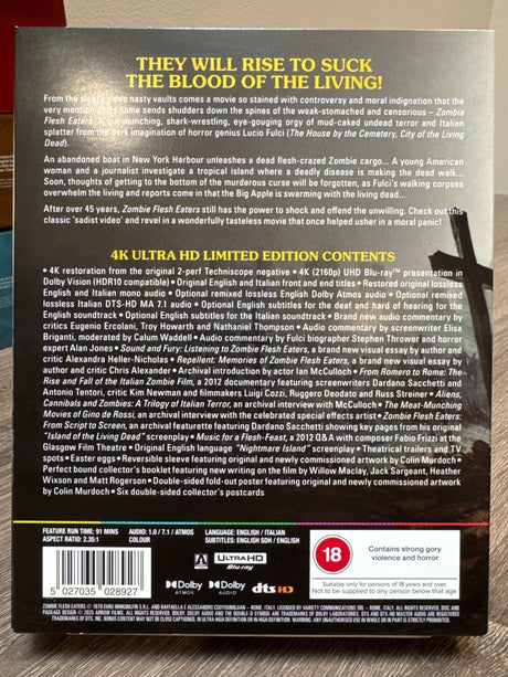 Zombie Flesh Eaters (4K UHD, Limited Edition, Arte Originale, Region Free) USED