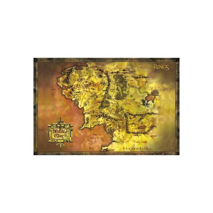 Lord of the Rings Middle Earth Map Poster PICKUP ONLY