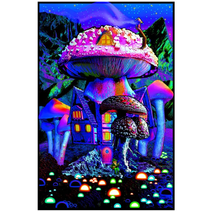 Mushroom House Blacklight Poster PICKUP ONLY