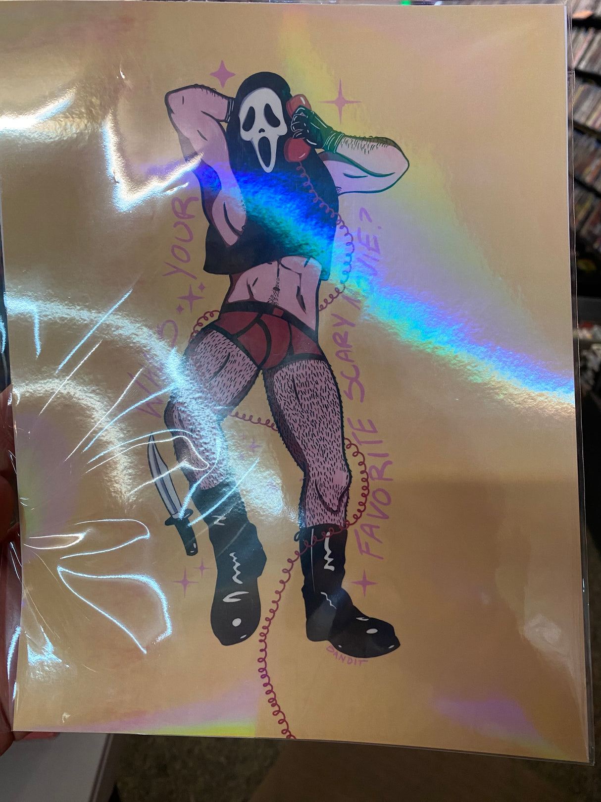 Bandit McGee Ghost Face Holographic Paper Print