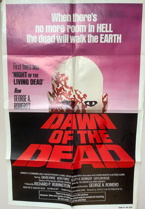 DAWN OF THE DEAD - Original 1 sheet vintage movie poster (Red Lettering)