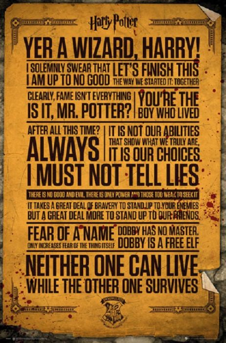 Harry Potter Quotes Poster PICKUP ONLY