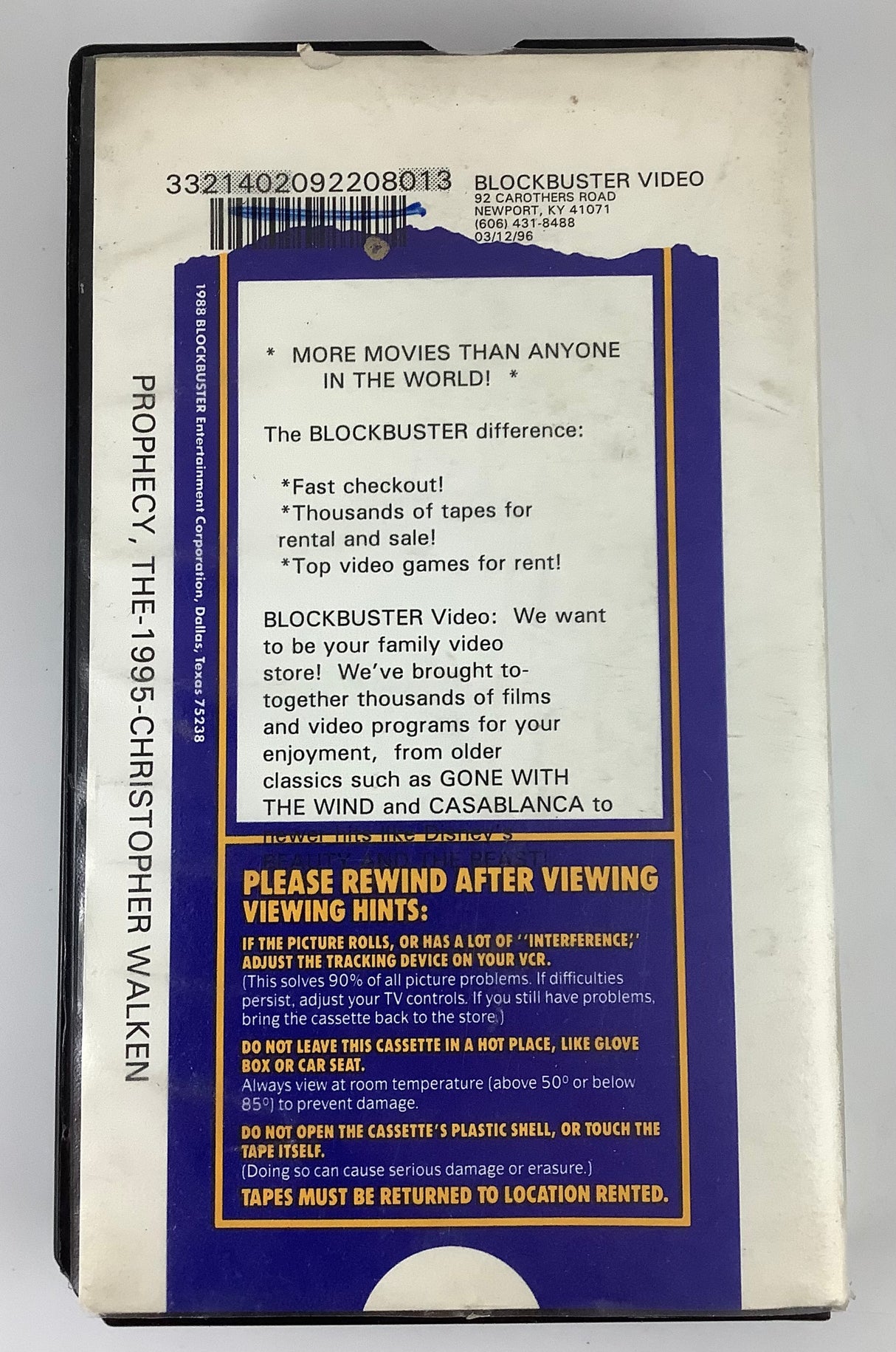 The Prophecy (Blockbuster Video Rental Clamshell) VHS
