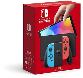 Nintendo Switch Console OLED w/Neon Red & Neon Blue Joy - Con USED - Video Games - Nintendo Switch