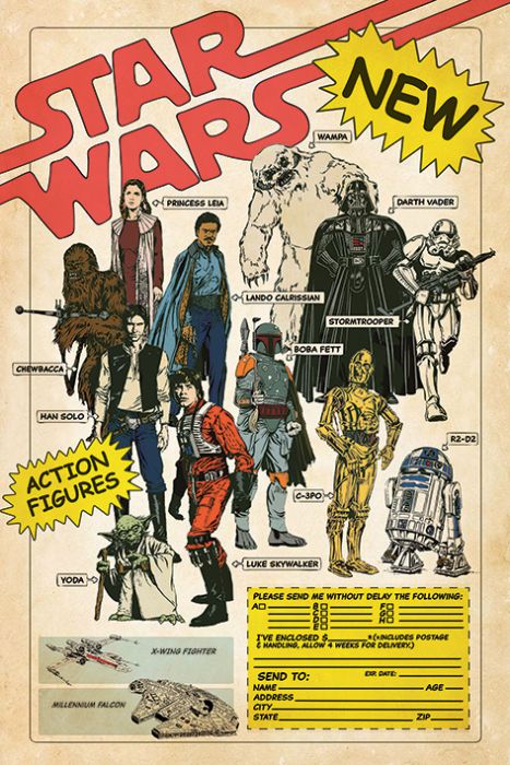 Star Wars Action Figures Poster PICKUP ONLY - Posters/Stickers/Art