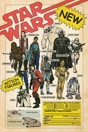 Star Wars Action Figures Poster PICKUP ONLY - Posters/Stickers/Art