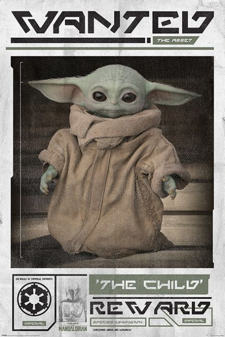 Star Wars Mandalorian Wanted the Child Poster PICKUP ONLY