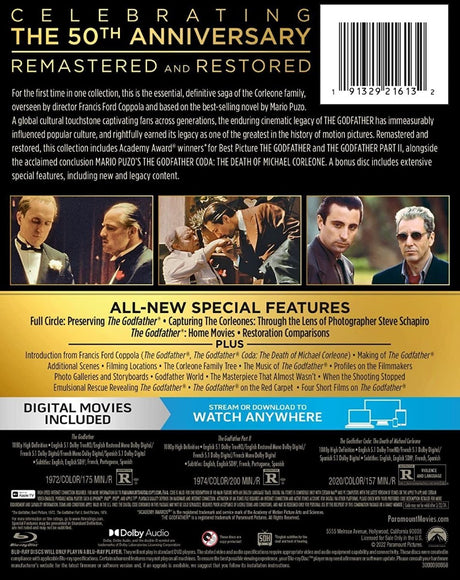 The Godfather Trilogy (50th Anniversary Collector's Edition) w/SLIPCASE - New Blu - Ray