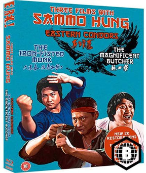 Three Films with Sammo Hung: The Iron - Fisted Monk / The Magnificent Butcher / Eastern Condors w/SLIP (Region B) - New Blu - Ray