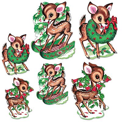 Vintage Christmas Reindeer Cutouts - Posters/Stickers/Art