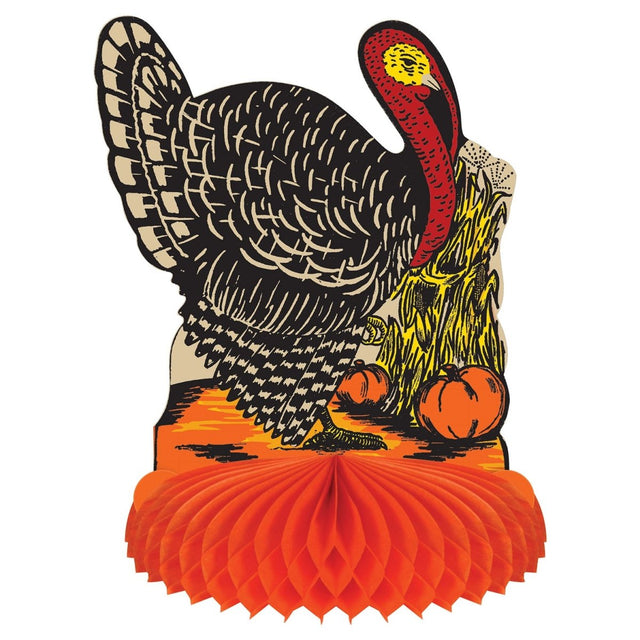 Vintage Fall Harvest Turkey Centerpiece 8"